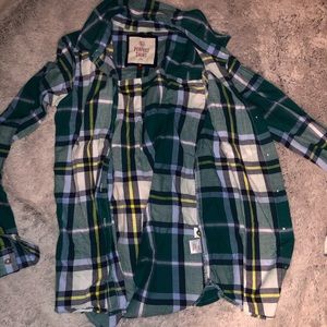 green and blue flannel